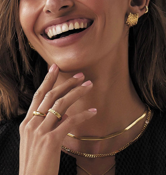 Eros Gold Textured Ring - Medium