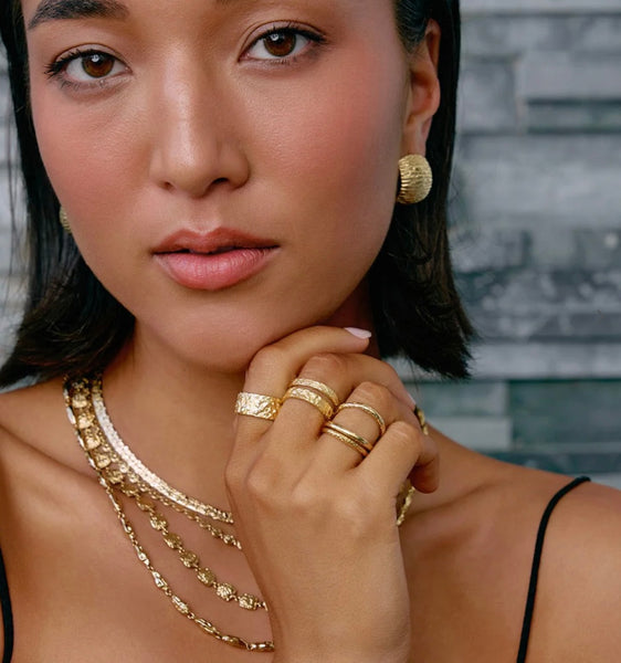 Eros Gold Textured Ring - Medium