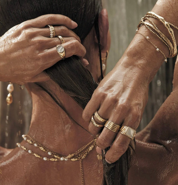 Eros Gold Textured Ring - Medium