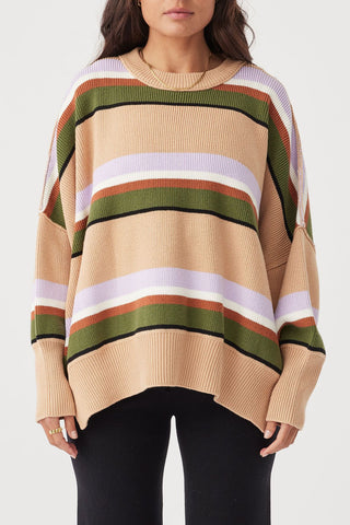 Harper Stripe Knit Sweater HONEY, LILAC & CREAM