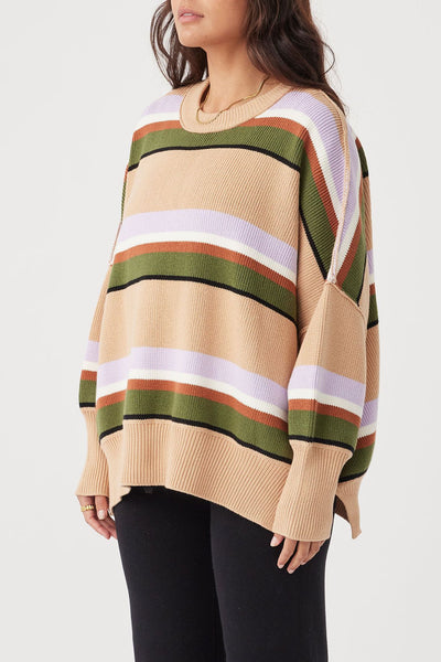 Harper Stripe Knit Sweater HONEY, LILAC & CREAM