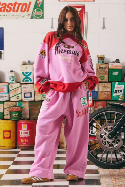 Wide Leg Sweat Pants MERMAID RACING PINK