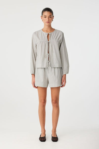 Chloe Front Tie Blouse BLACK CHECK