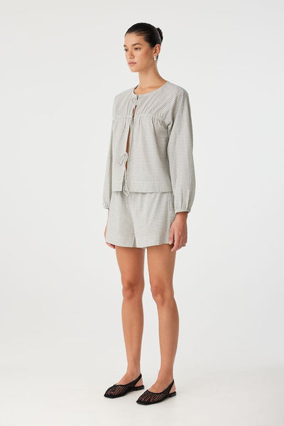 Chloe Front Tie Blouse BLACK CHECK