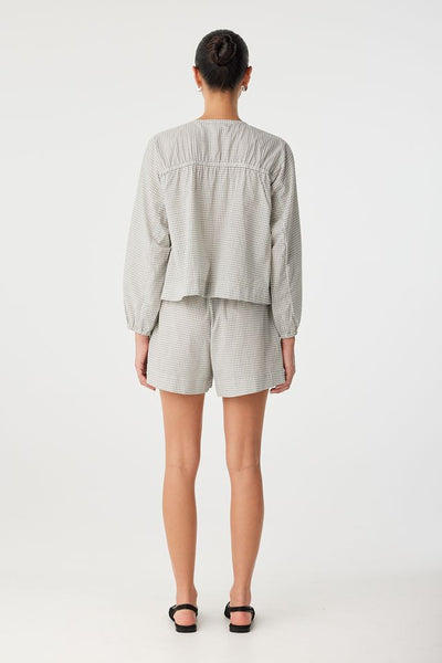 Chloe Front Tie Blouse BLACK CHECK