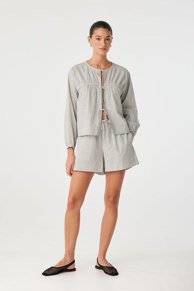 Chloe Front Tie Blouse BLACK CHECK