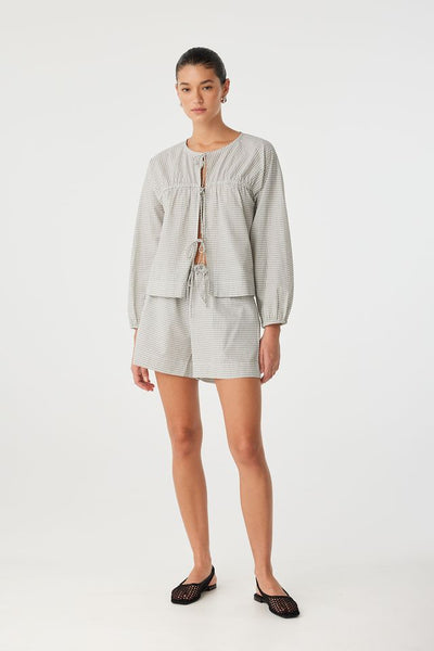 Chloe Front Tie Blouse BLACK CHECK