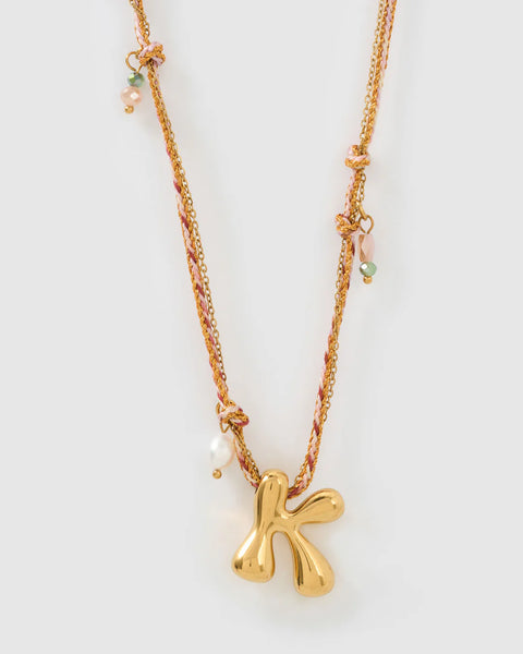 Bubble Letter Necklace 14K GOLD PLATED