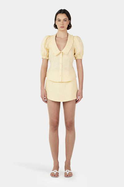 Grace Linen Mini Skirt LEMON