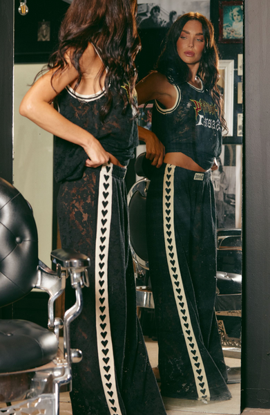 The Raving Hearts Lace Pants BLACK