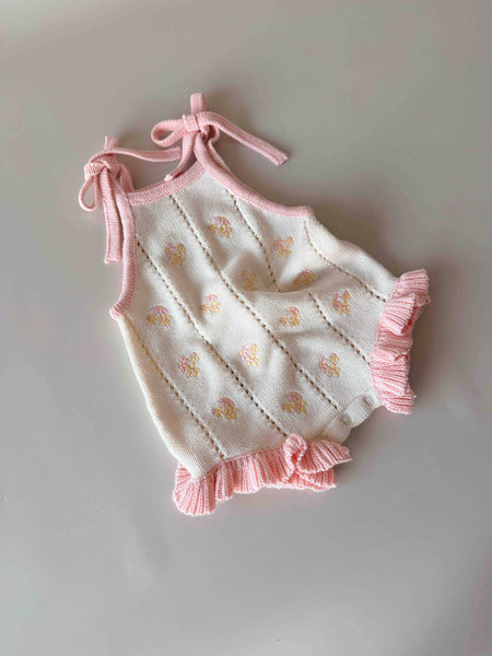 Bloom Pointelle Tie Romper COSMOS PINK