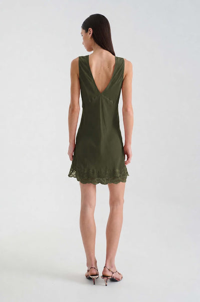 Annie Silk Mini Dress OLIVE