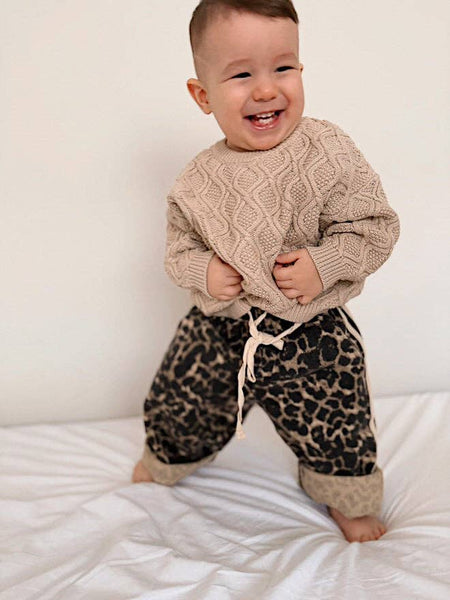 Little Cub Denim Track Pants LEOPARD RACER