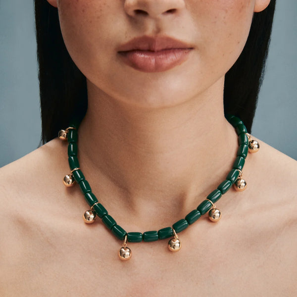 Resin Necklace FOREST GREEN/GOLD