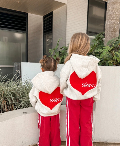 Kids Red Heart Hoodie GREY