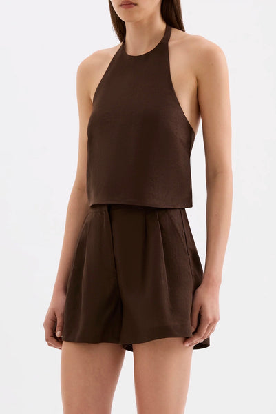 Riya Linen Top CHOCOLATE