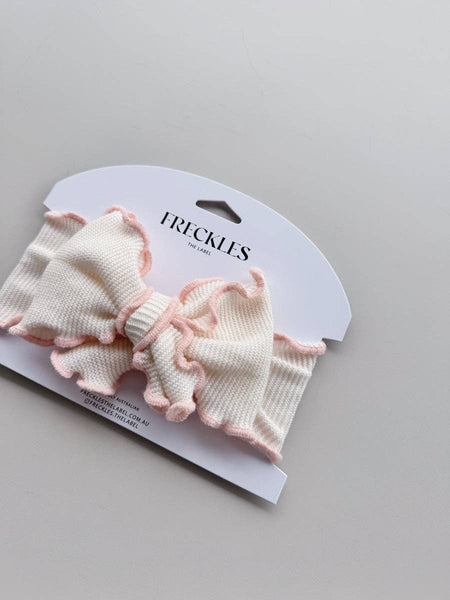 Knit Frill Baby Headband SNOW/ SWEETPEA PINK