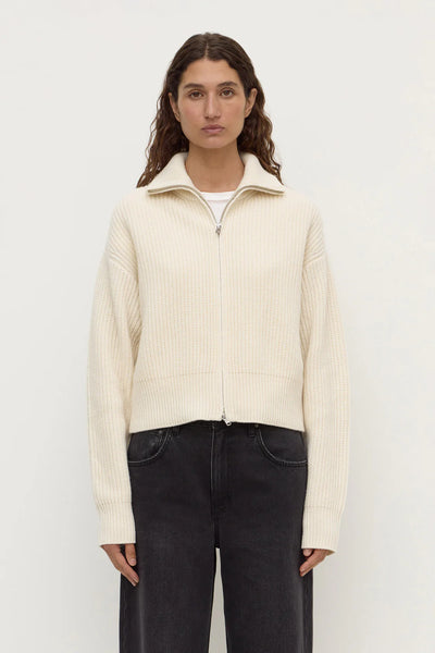 Kaia Wool Zip Sweater ANTIQUE WHITE