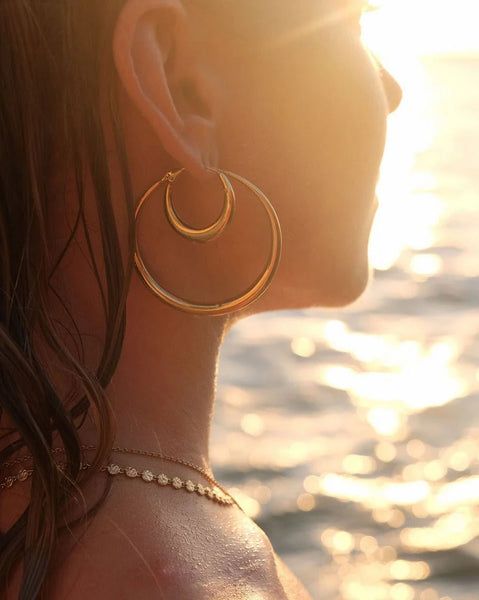 Riley Hoop Earrings Large- 14K GOLD PLATED (5cm)