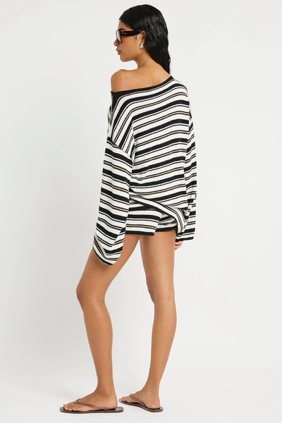 Charlie Long Sleeve Top BLACK/SANDSTONE/WHITE