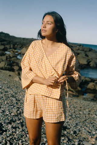 Mia Wrap Top CLEMENTINE GINGHAM