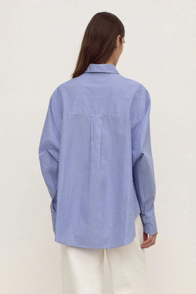 Ava Stripe Cotton Poplin Shirt NAVY STRIPE