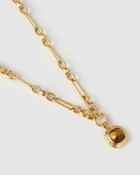 Mason Necklace TIGERS EYES/ 14K GOLD PLATED