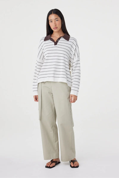 Zia tie Knit Jersey CREAM & ESPRESSO Stripe