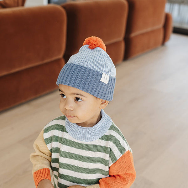 Organic Cotton Knit Jumper CLOVER STRIPE/ COLOUR BLOCK