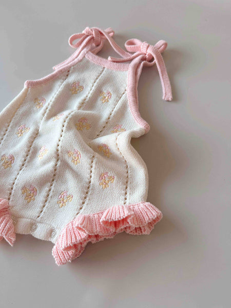 Bloom Pointelle Tie Romper COSMOS PINK