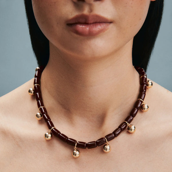 Resin Necklace BURGUNDY/GOLD