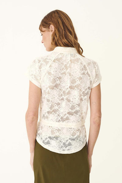 Allie Peplum Blouse CREME LACE