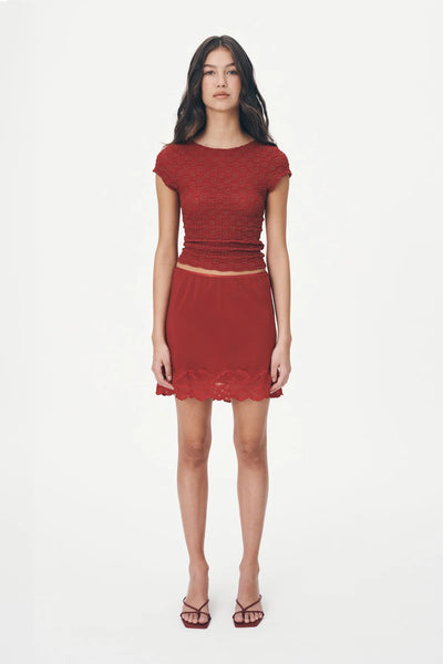 Marina Silk Mini Skirt BURGUNDY