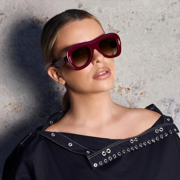 Bowery Sunglasses BURGUNDY GOLD METAL / BROWN GRADIENT LENS