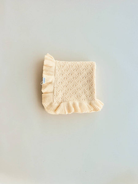Mila Pointelle Frill Blanket BUTTER