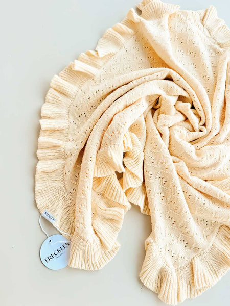 Mila Pointelle Frill Blanket BUTTER
