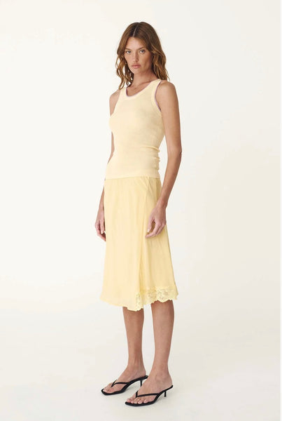 Tessa Silk Midi Skirt LEMON