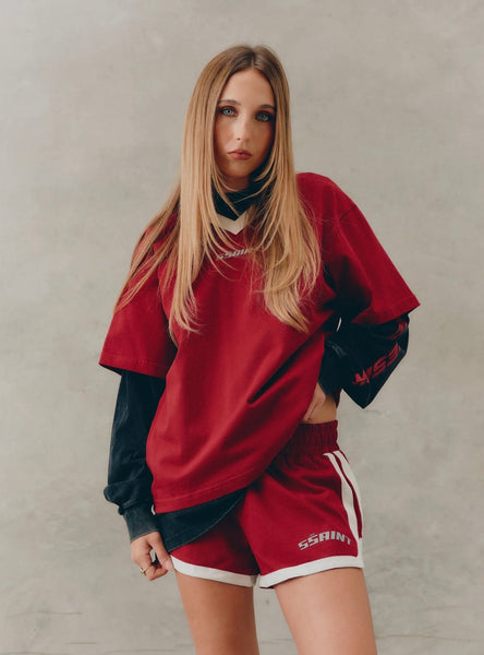 Reflective V Neck Tee CHERRY