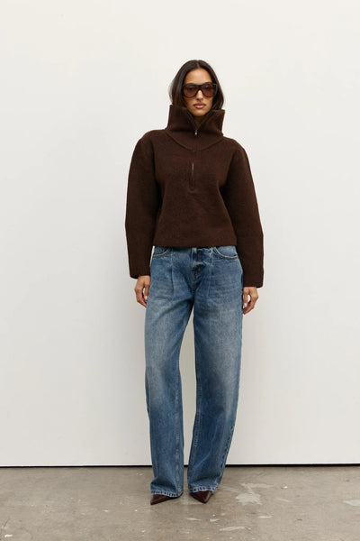 Riva Quarter Zip CHOCOLATE