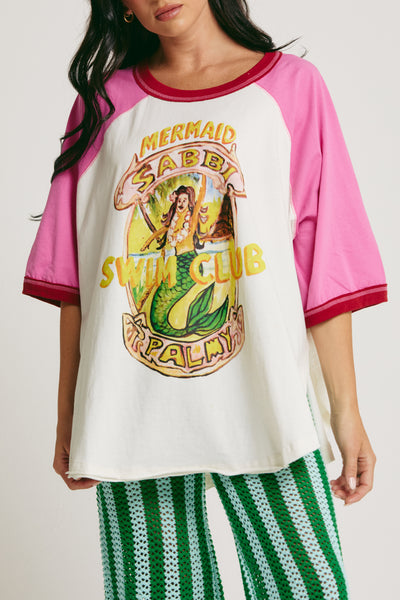 The Raglan Mermaid Swim Club Tee PINK