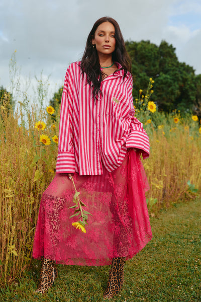 The Don Julio Shirt - Sunflower Fields - PINK STRIPE