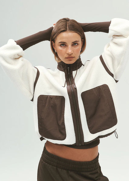 Lennon Sherpa Jacket WHISPER WHITE/ COFFEE