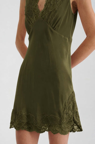 Annie Silk Mini Dress OLIVE