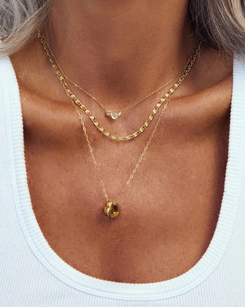 Heart To Heart Necklace - STONE 14K GOLD PLATED