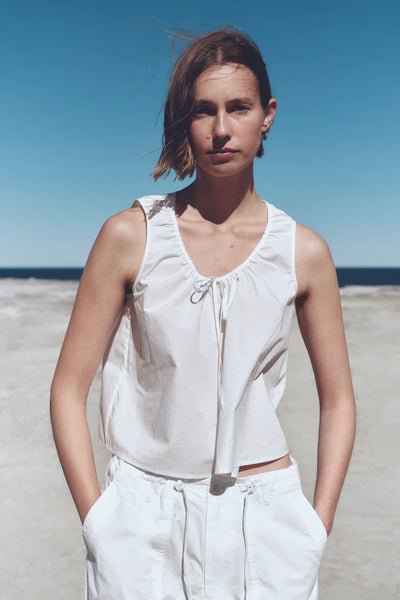 Holly Cotton Tie Top WHITE
