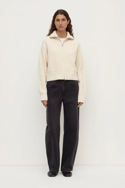 Kaia Wool Zip Sweater ANTIQUE WHITE