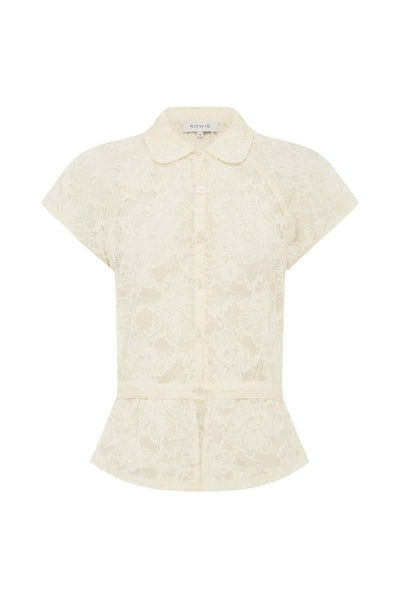 Allie Peplum Blouse CREME LACE