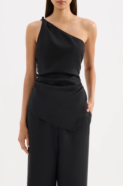 Lotta Linen Top BLACK