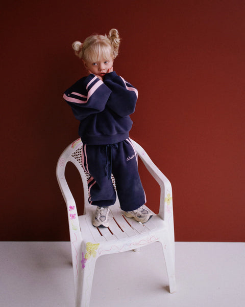 Kids Fleece Crew NAVY/ PINK