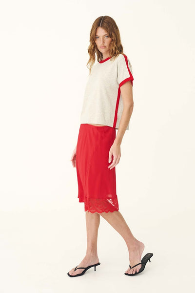 Tessa Silk Midi Skirt FLAME RED